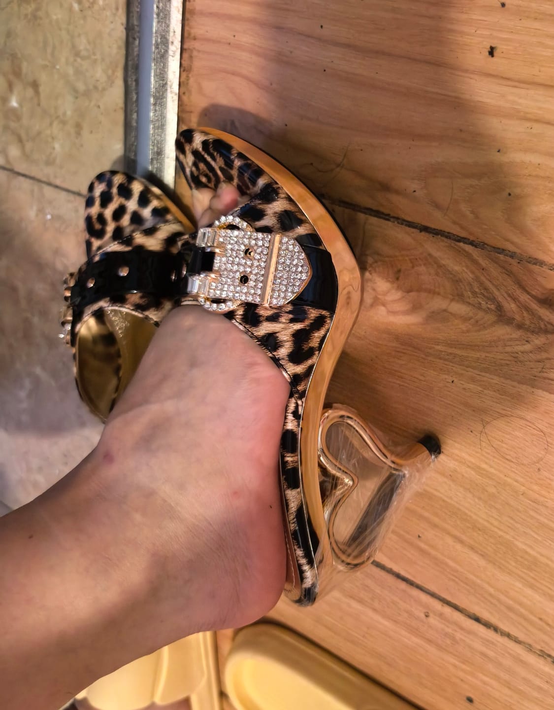 Customer photo review of Leopard Print Gold High Heels