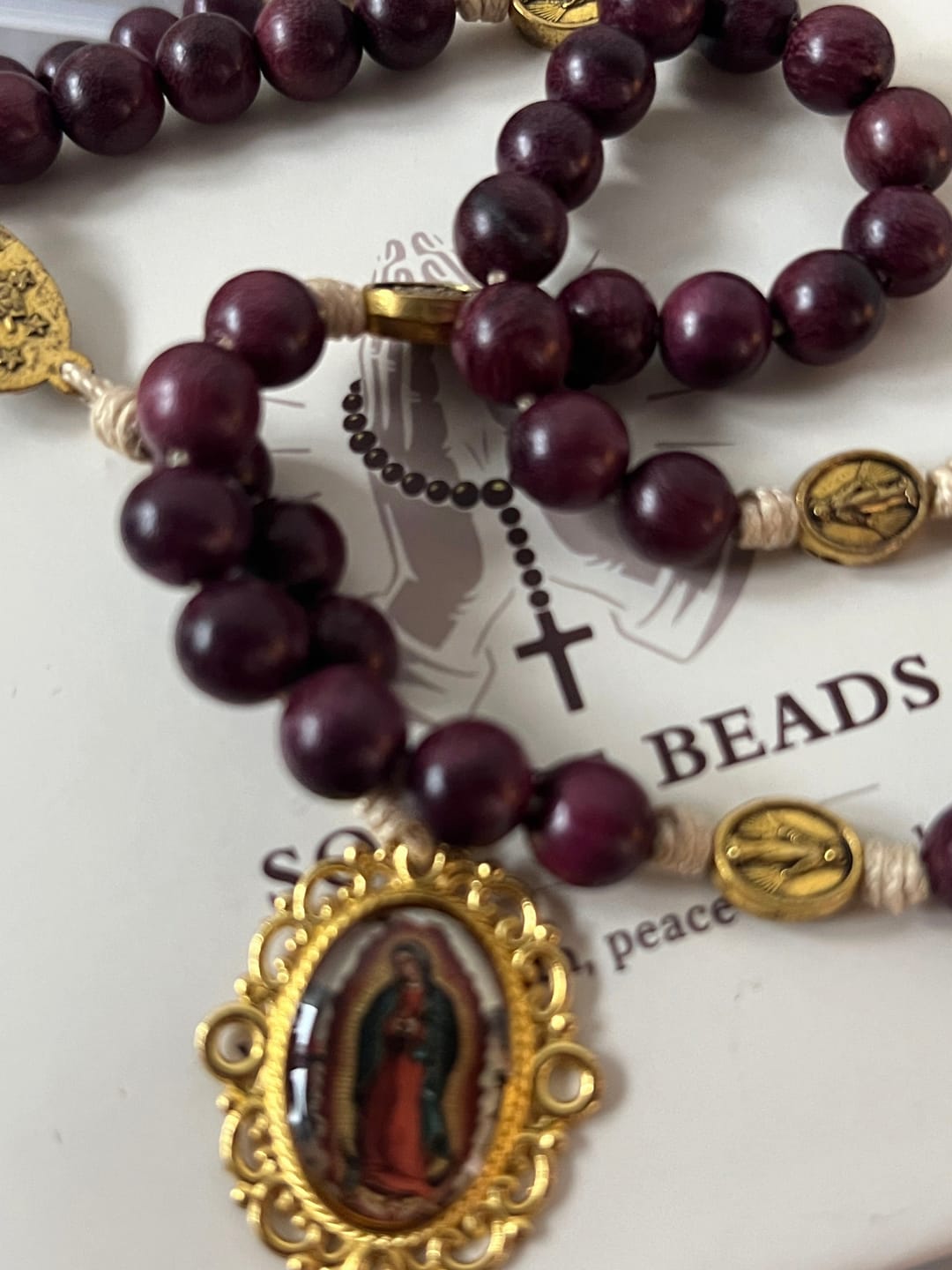 Customer photo review of SolaceBeads Purpleheart Wood Our Lady of Seven Sorrows Rosary Chaplets