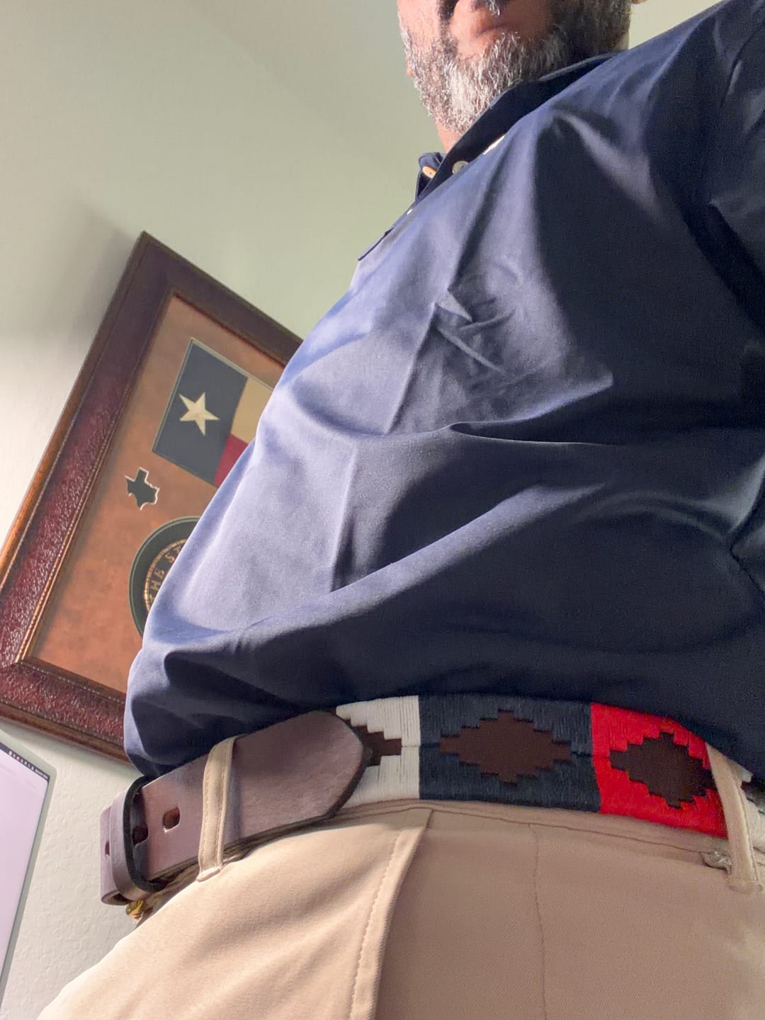Customer photo review of Embroidered Belt (Red/White/Blue)