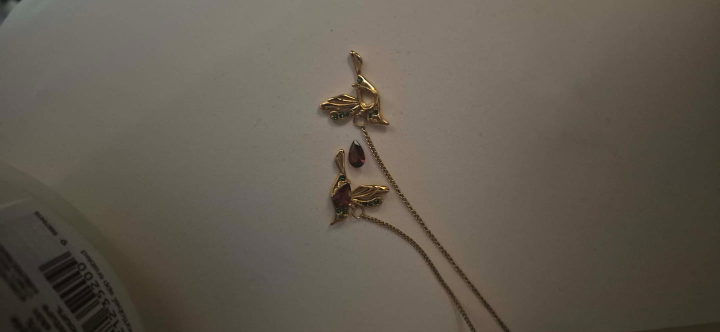 Customer photo review of Crystal Hummingbird Tassel Earrings