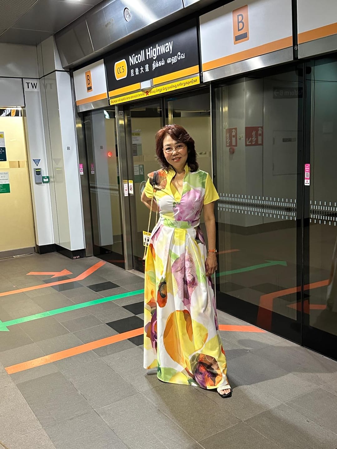 Customer photo review of A-Line Loose Pleated Pockets Printed Zipper Stand Collar Maxi Dresses