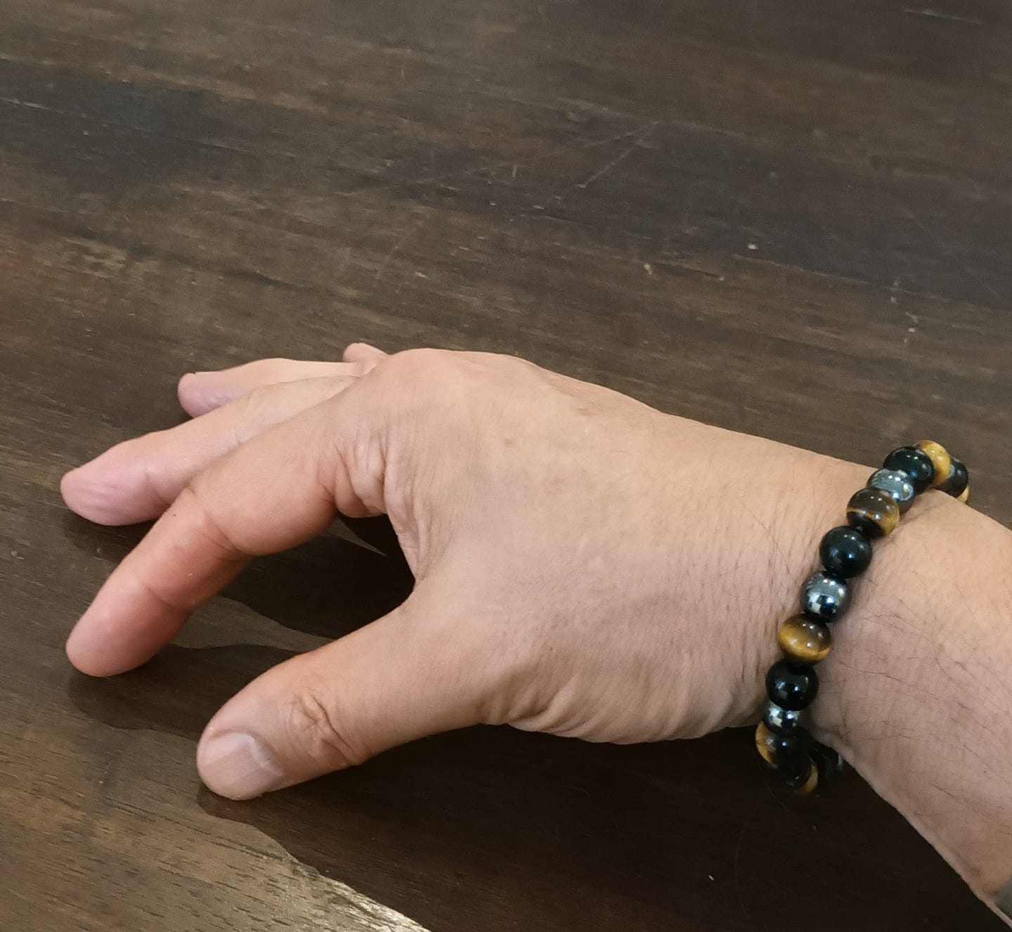 Customer photo review of Bracelet "3 Protections" en Oeil de Tigre, Hématite & Obsidienne Noire