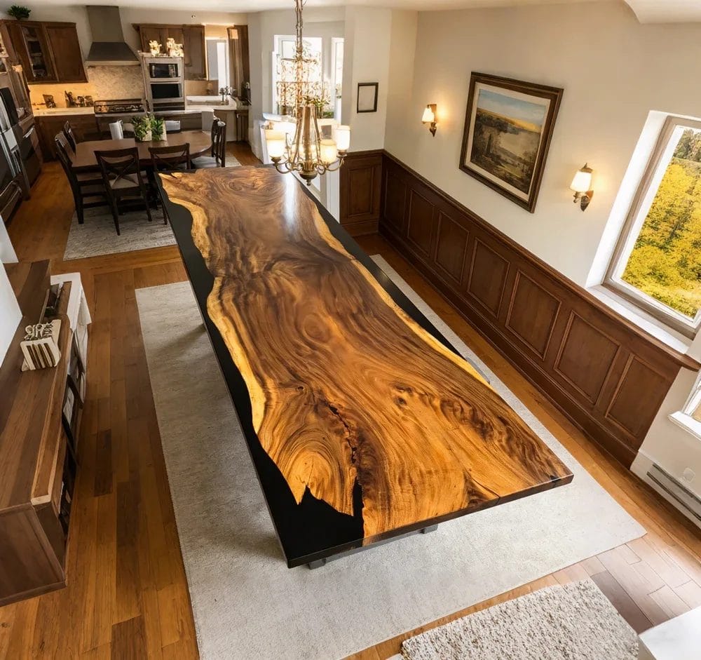 Customer photo review of Medium Black Walnut Epoxy Conference Table for Offices & Studios - P60