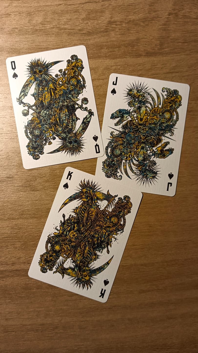Customer photo review of Mortalis Machina Cobalt Standard Edition Playing Cards