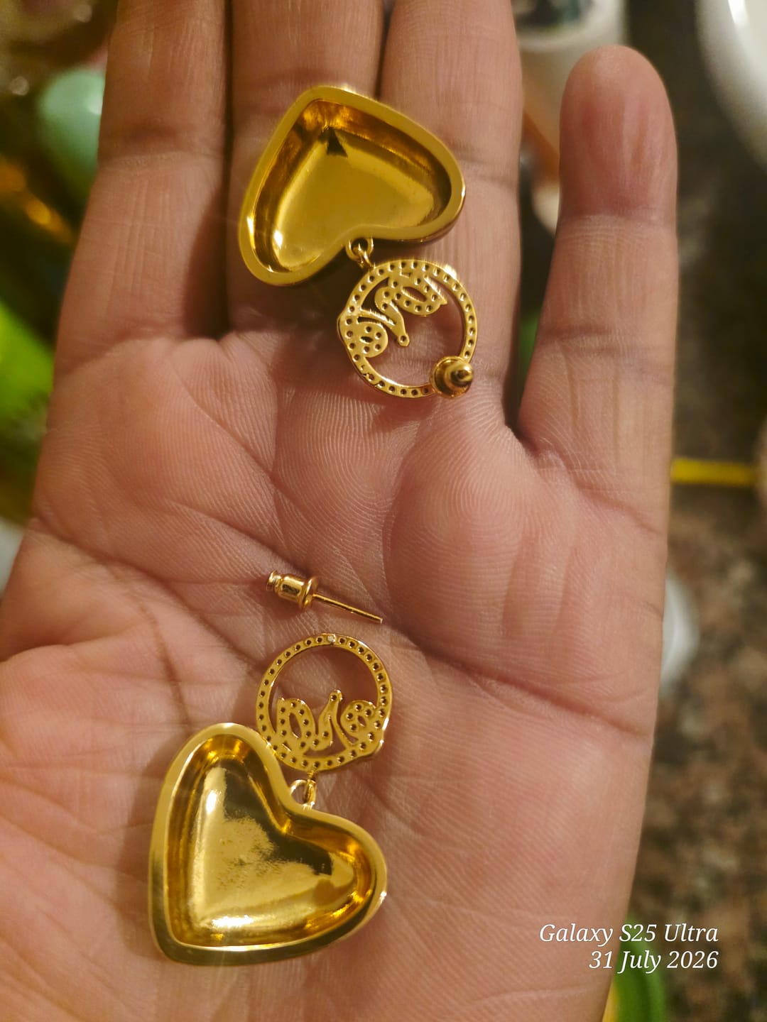 Customer photo review of Black Era Adore Gold Earrings
