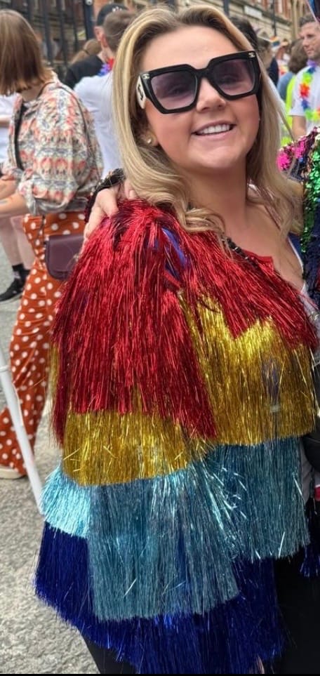 Customer photo review of Fever Tinsel Festival Jacket, Rainbow