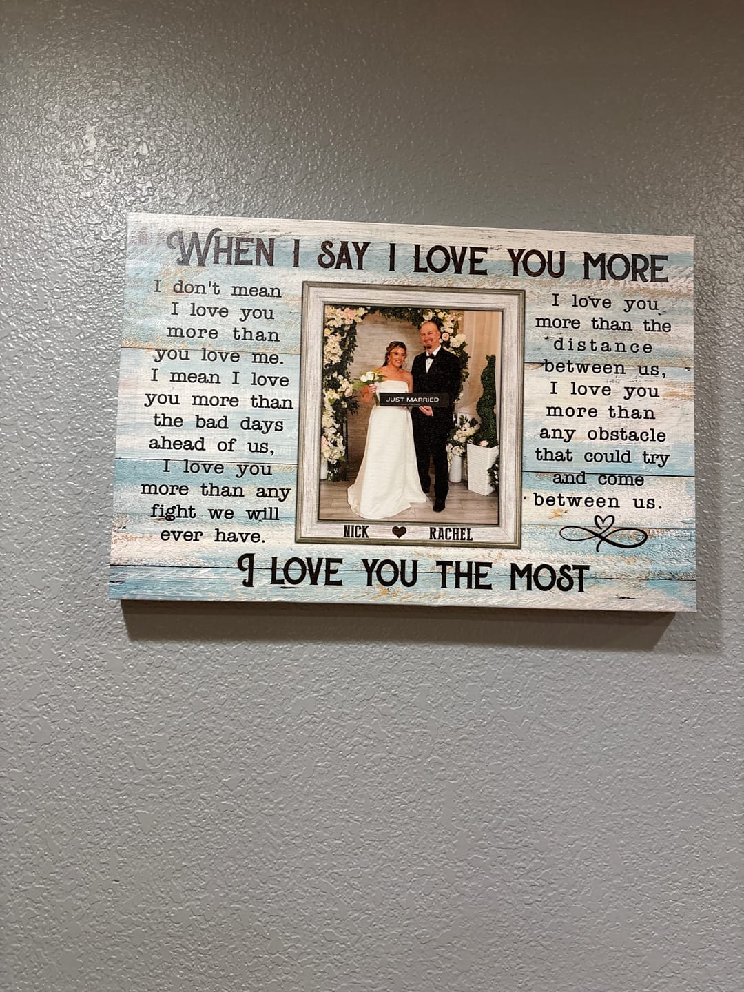 Customer photo review of Personalized Canvas Prints, Custom Photos, Loving Gift For Couple, Couple Gift, Anniversary Gift, When I Say I Love You More Dem Canvas