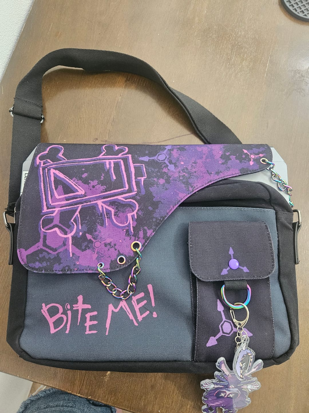 Customer photo review of Murder Drones Laptop Bag