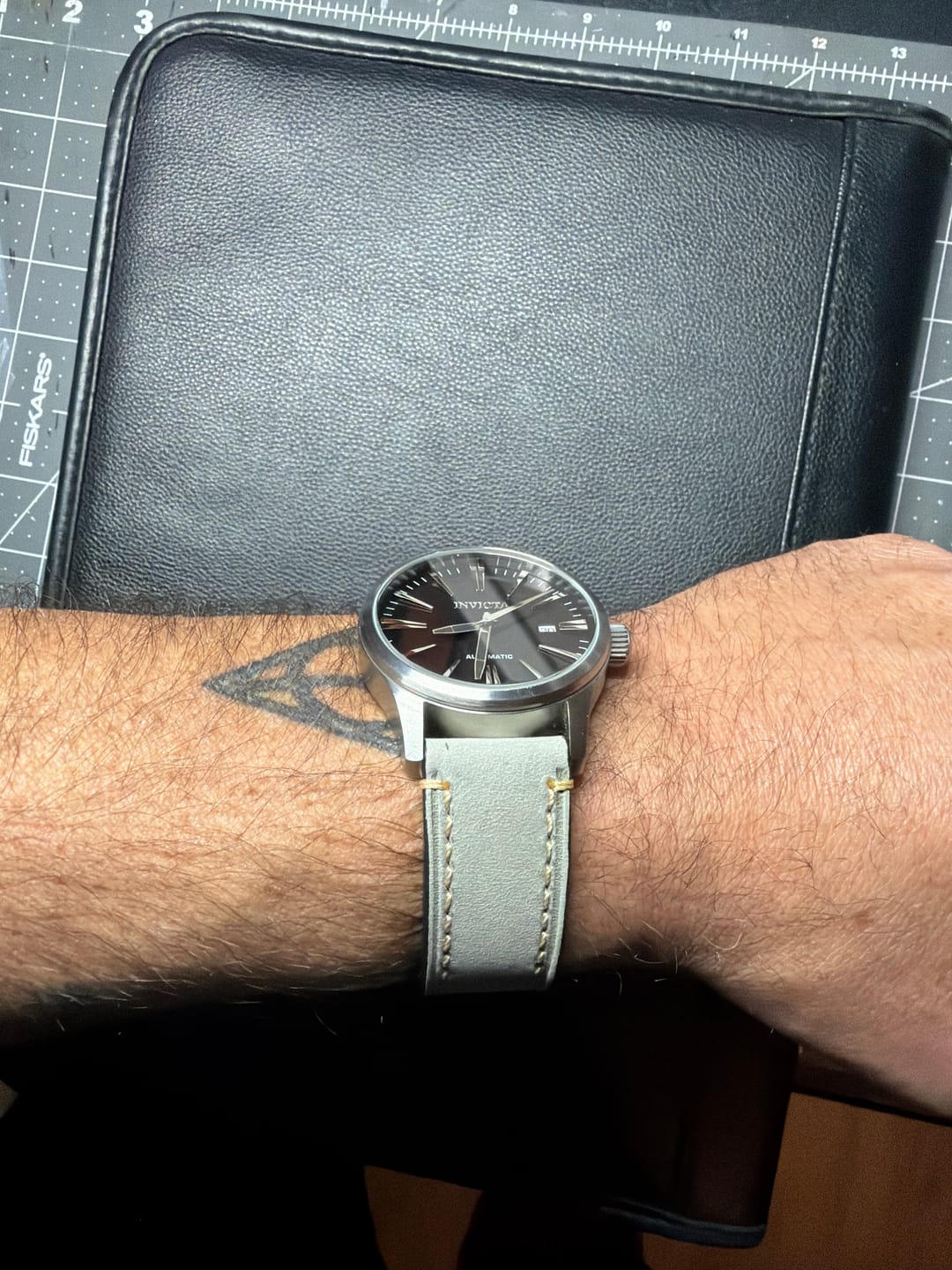 Customer photo review of Leather - Border Stitch Smoke Gray