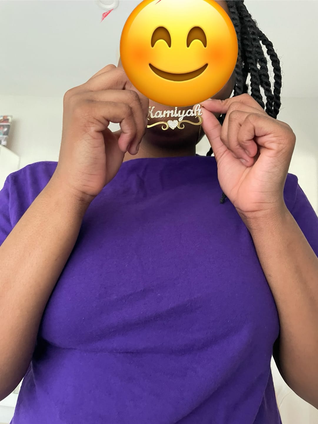 Customer photo review of Kids Iced Heart Name Necklace