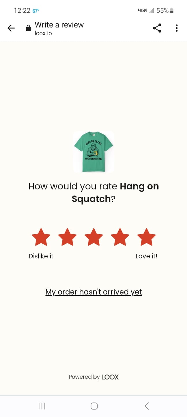 Customer photo review of Hang on Squatch