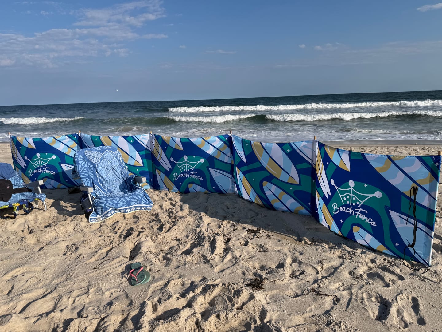 Customer photo review of SURFS UP - 20 ft Beach Windscreen, Rubber Mallet and Carry Bag Included