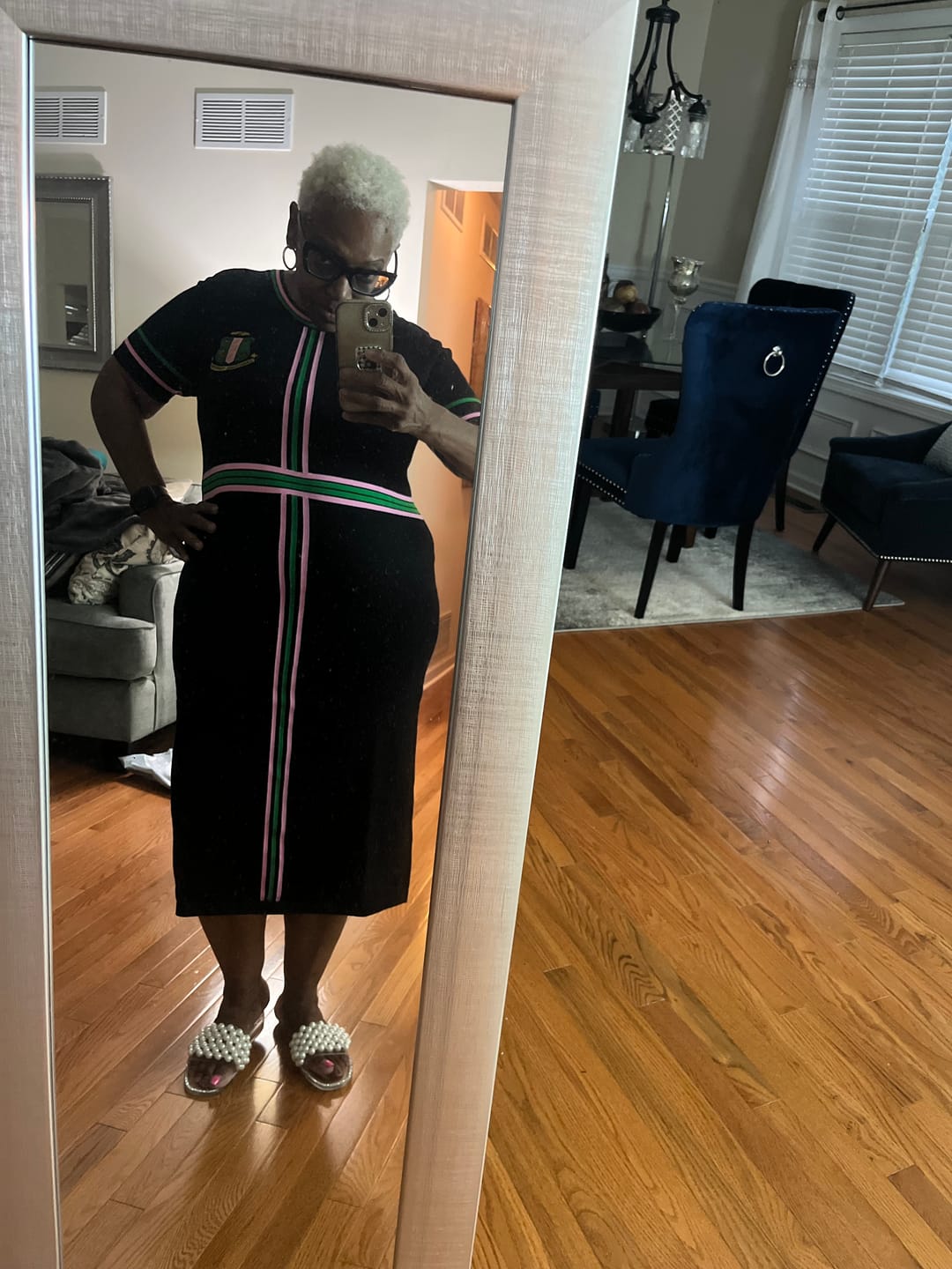 Customer photo review of The Short Sleeved Striped Knit Dress AKA -BLACK- PRE ORDER