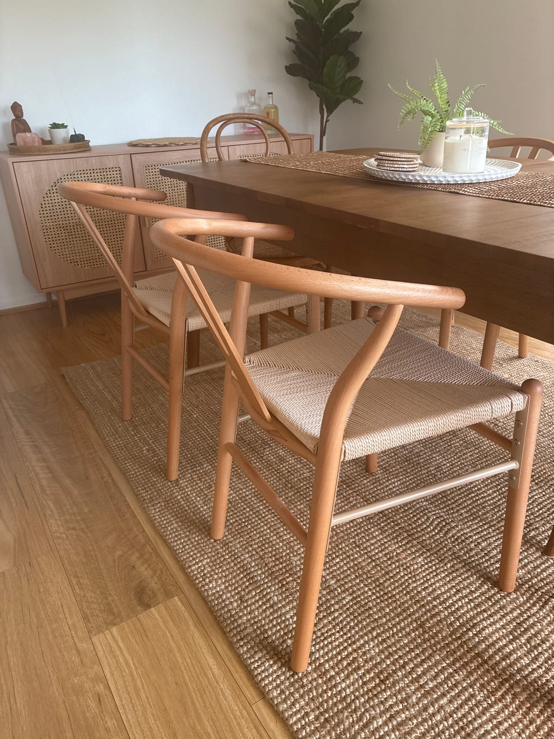 Customer photo review of Oak Wishbone Chair x 2