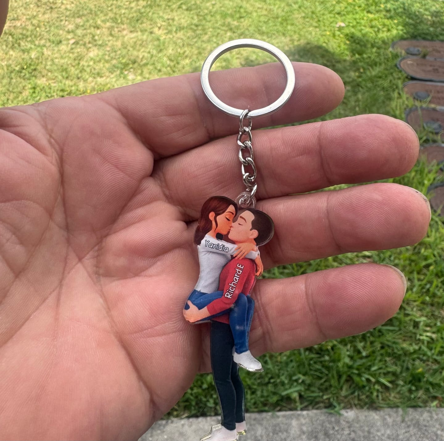Customer photo review of Personalized Romantic Kissing Couple Acrylic Car Ornament - Anniversary Wedding Gifts For Husband And Wife - Love In Every Piece