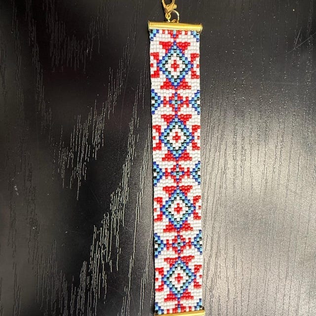 Customer photo review of Aztec Spirit Bracelet Loom Digital Bead Pattern