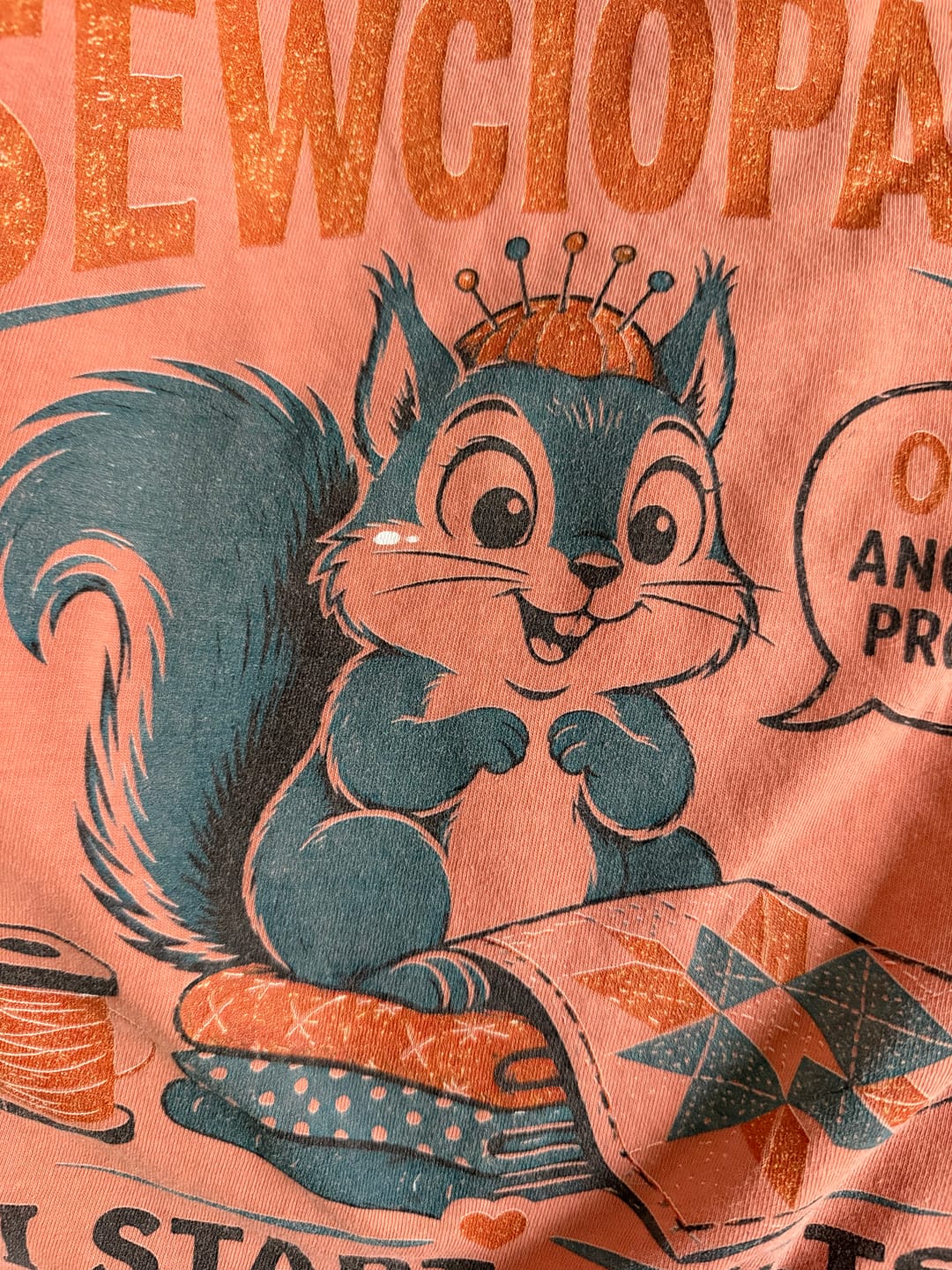Customer photo review of Sewciopath Quilts Faster Than Finish T-Shirt