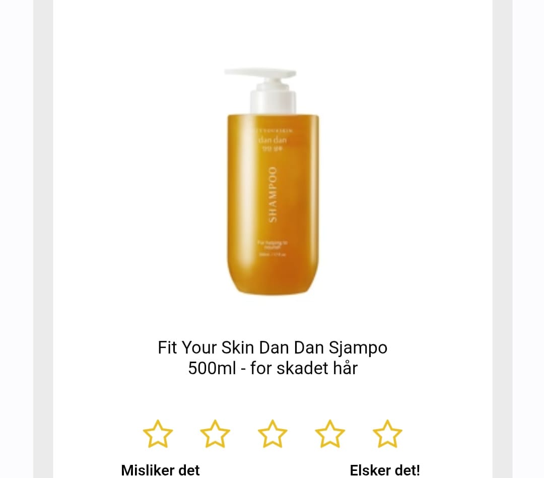 Customer photo review of Fit Your Skin Dan Dan Sjampo 500ml - for skadet hår
