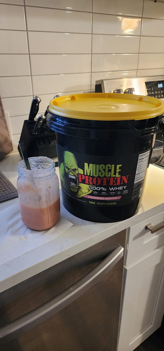 Customer photo review of Whey Protein Powder Bucket
