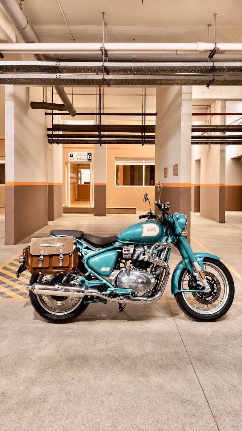 Customer photo review of expedition saddlebag for bullet/classic 650