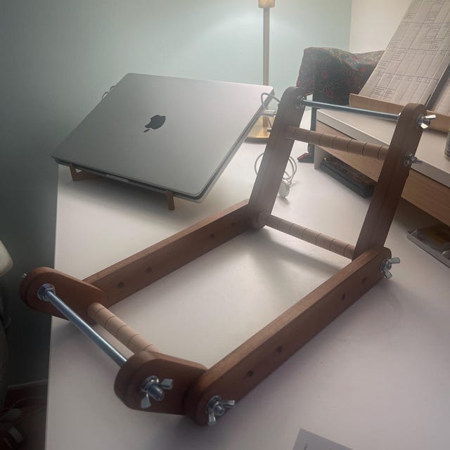 Customer photo review of Dark Upright Modern Loom for LONG seed beadwork weaving