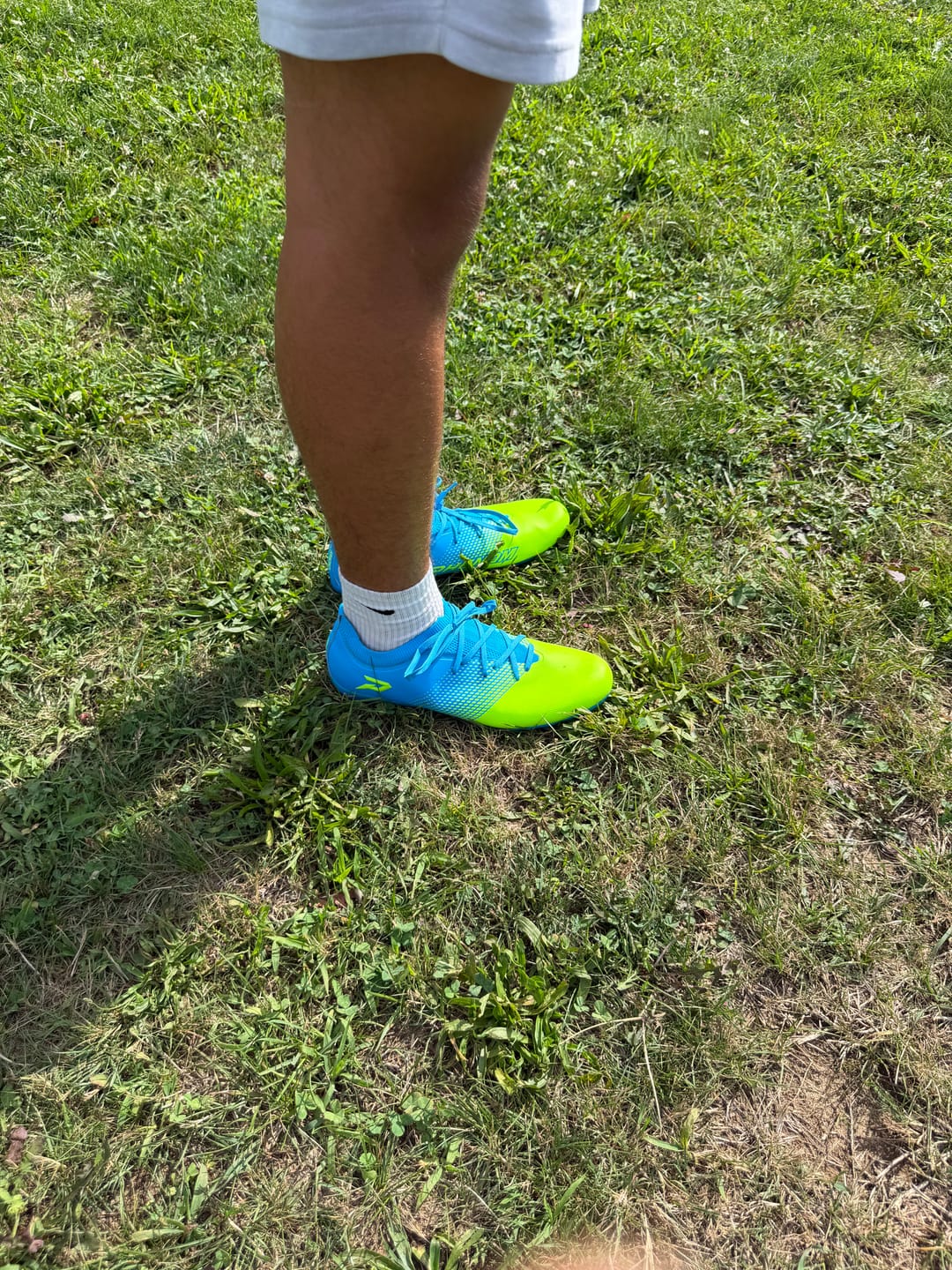 Customer photo review of Quantum Energy Flag Football Cleats - Columbia Blue & Slime