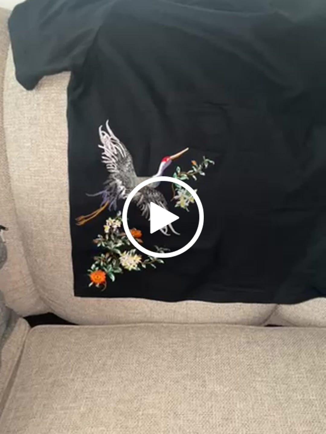 Customer video review of Butterfly & Crane Embroidery T-shirt