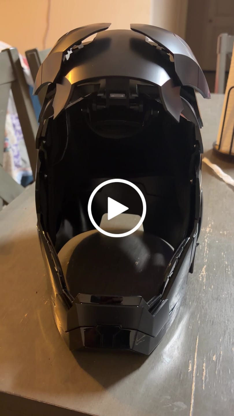 Customer video review of US | Gift for Boys | ironman MK5 Black Edition Helmet mask | 1:1 Wearable Collectible with Voice | Touch & Remote Control, LED Eyes & Realistic Sound Effects – Cosplay & Display Prop Gift for Adults and Teens