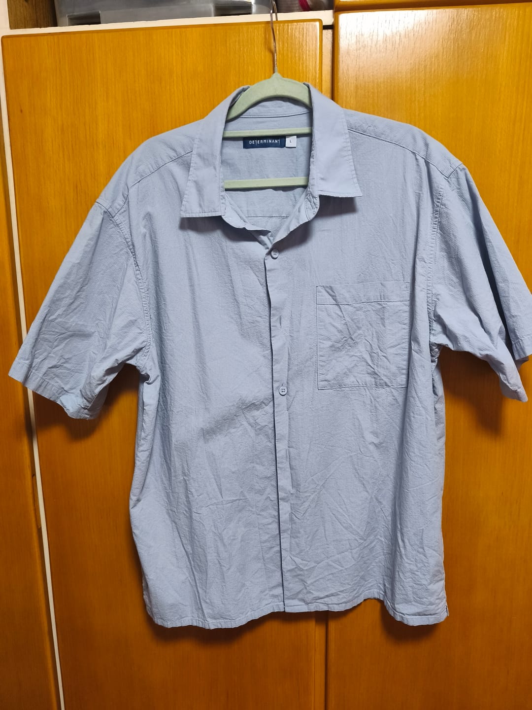 Customer photo review of Seersucker Short Sleeve Casual Shirt | Navy Grey 15908N