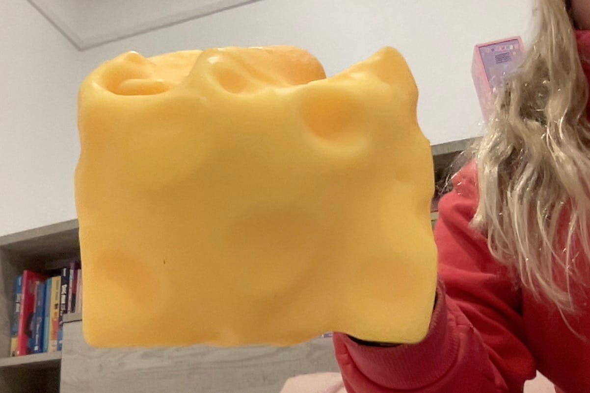 Customer photo review of Giant Durable Squishy Cheese