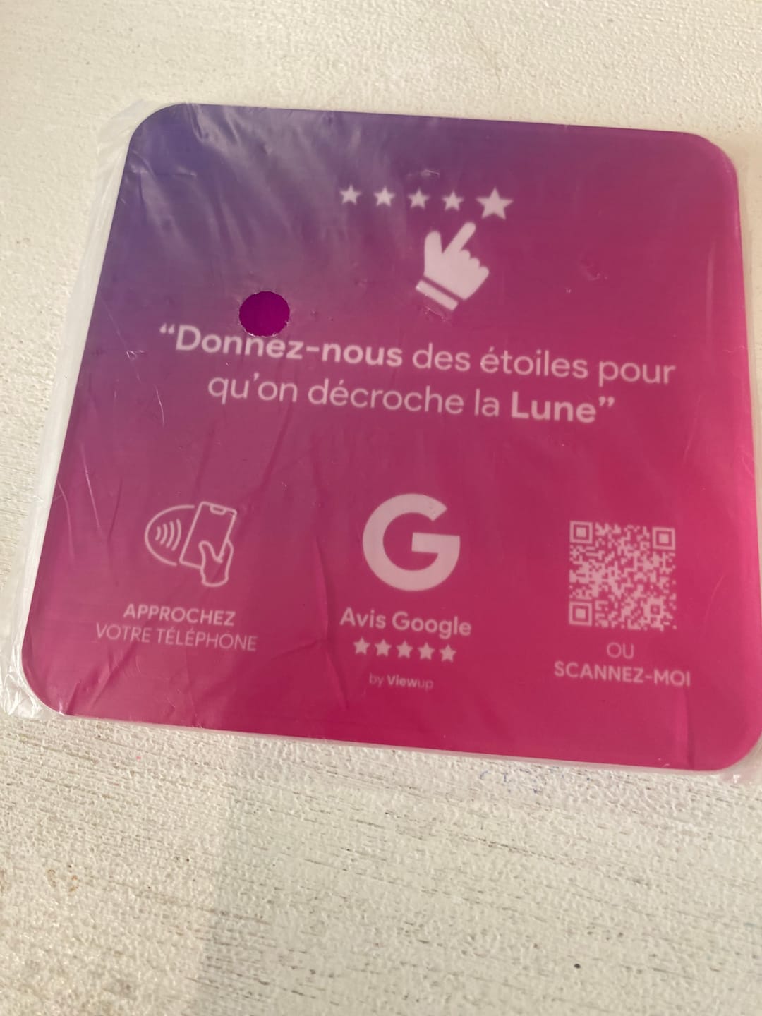 Customer photo review of Plaque avis Google NFC connectée avec QR code