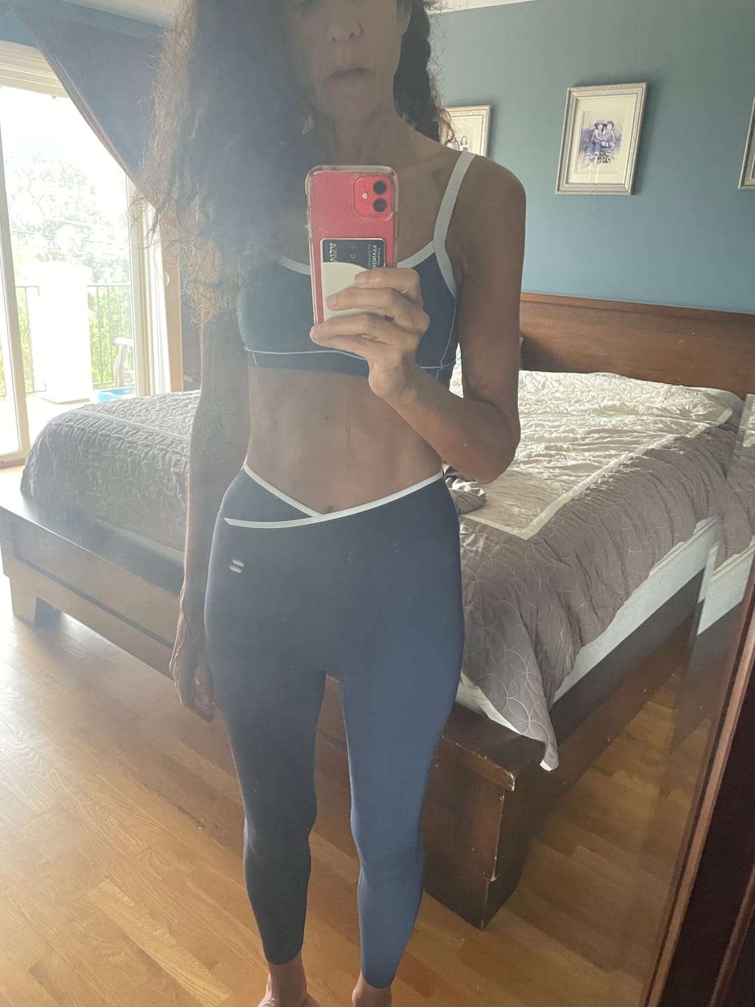 Customer photo review of Flow Wrap-Over High Waisted Leggings | Slate Blue