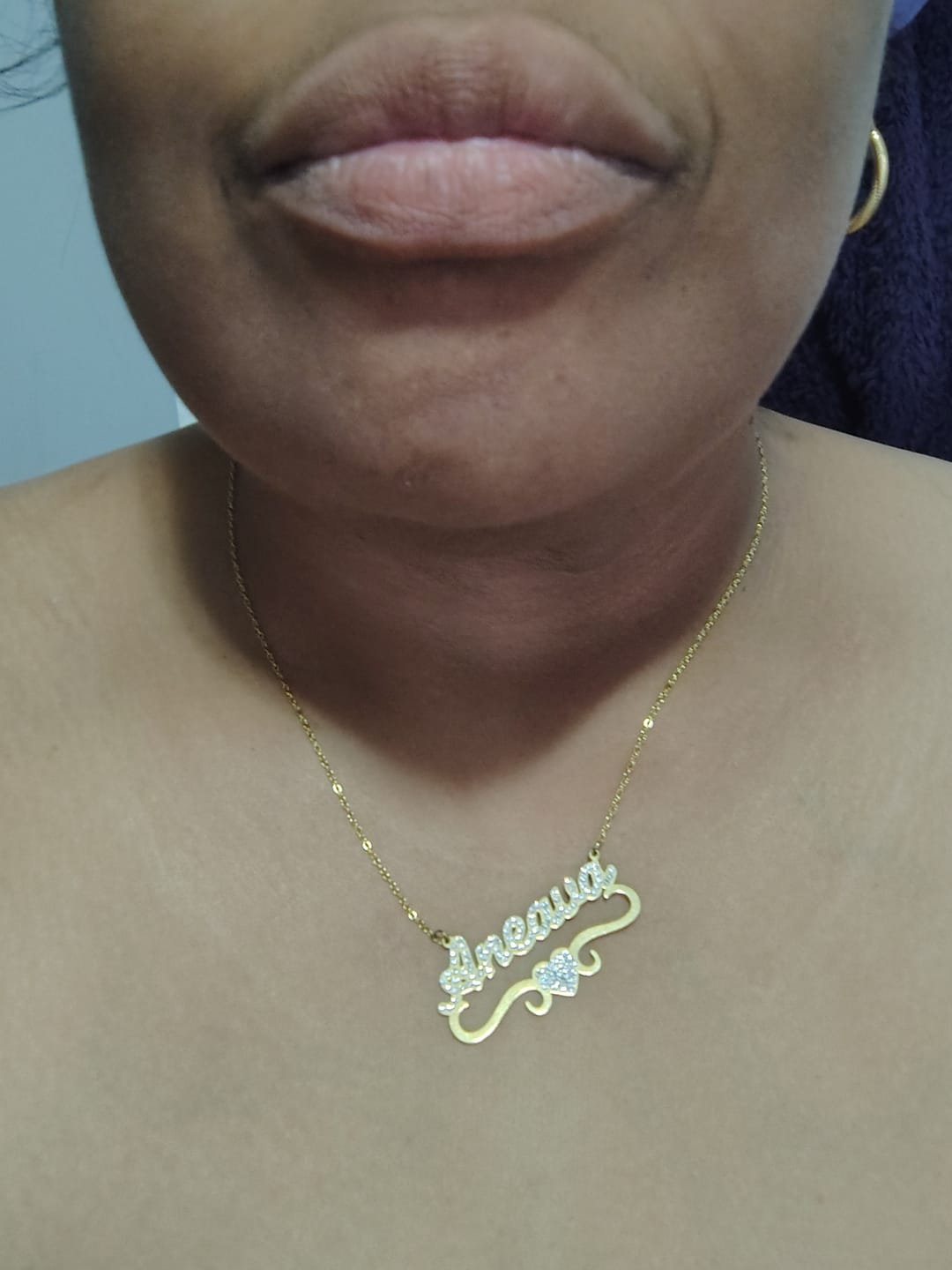 Customer photo review of Ice out Personalized Single Name Nameplate Necklace