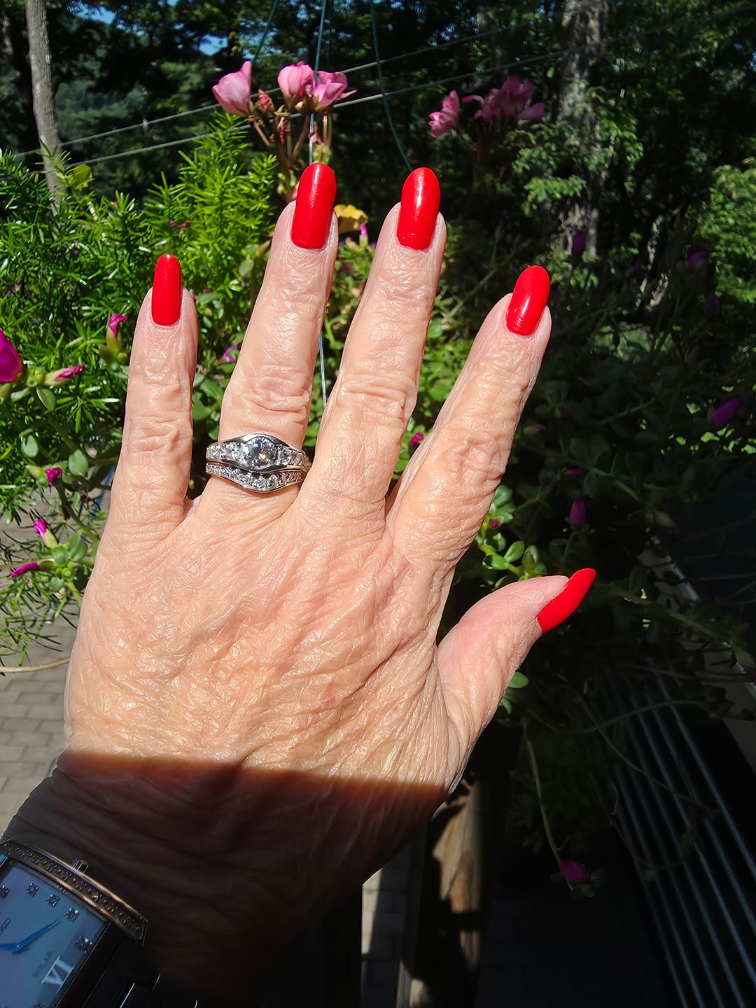 Customer photo review of Bezel Round Moissanite Channel Euro Shank Engagement Ring