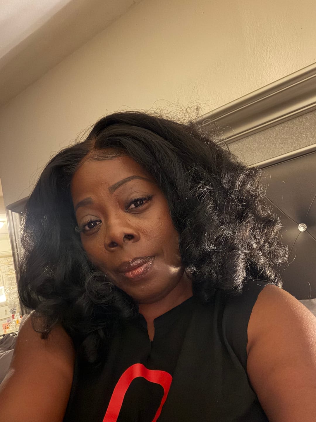 Customer photo review of Sensationnel Curls Kinks Textured Lace Kinky Edges Glueless HD Lace Front Wig - Y-PART KINKY ROLLER SET 16"