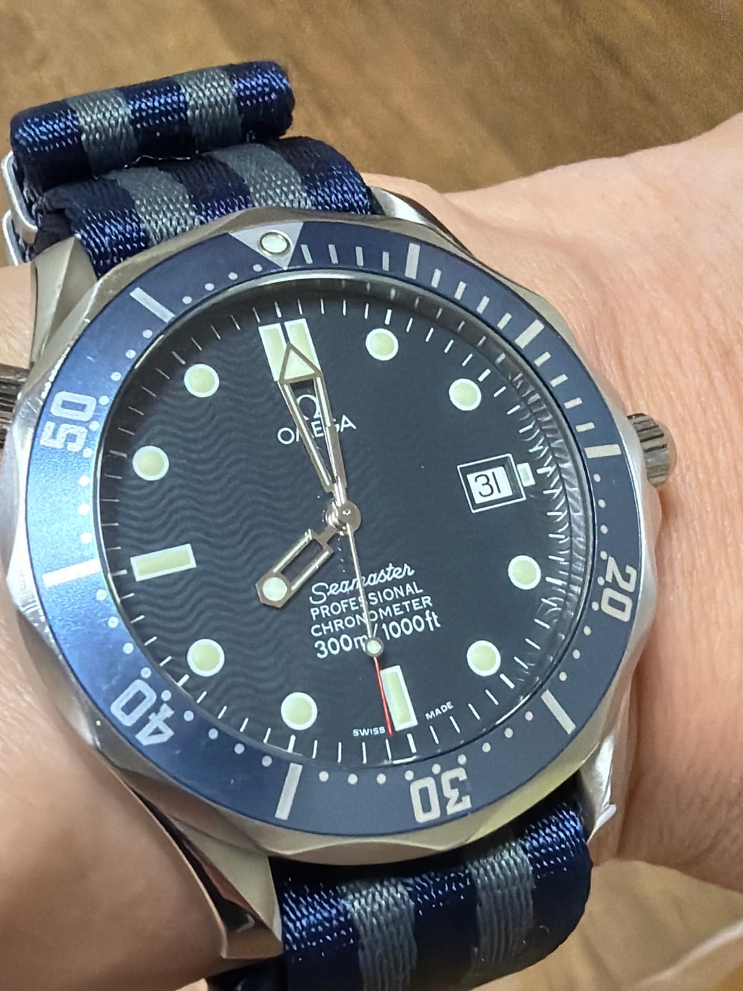 Customer photo review of Navy Blue Bond Premium Nylon Watch Strap