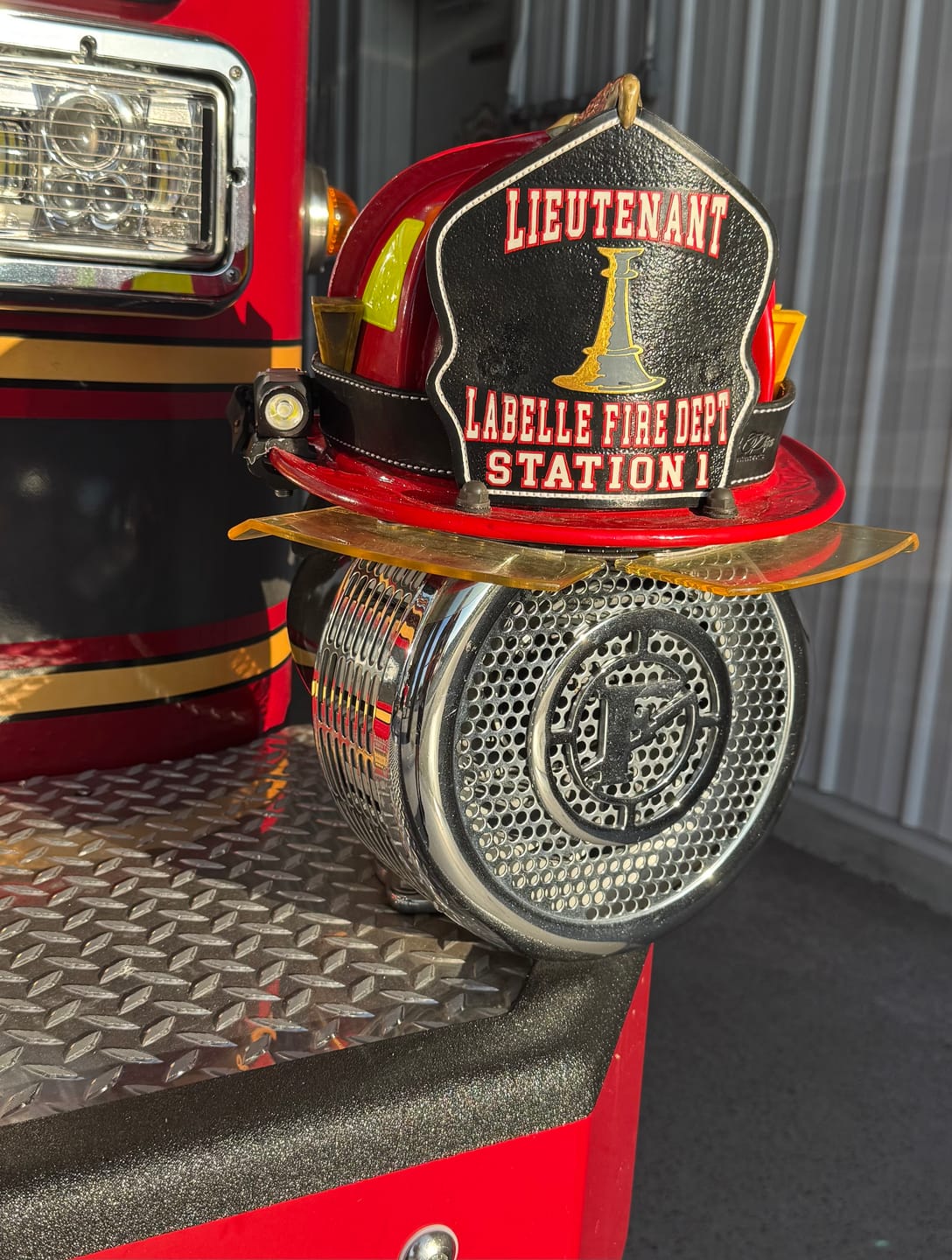 Customer photo review of Classic Leather Firefighter Helmet Shield