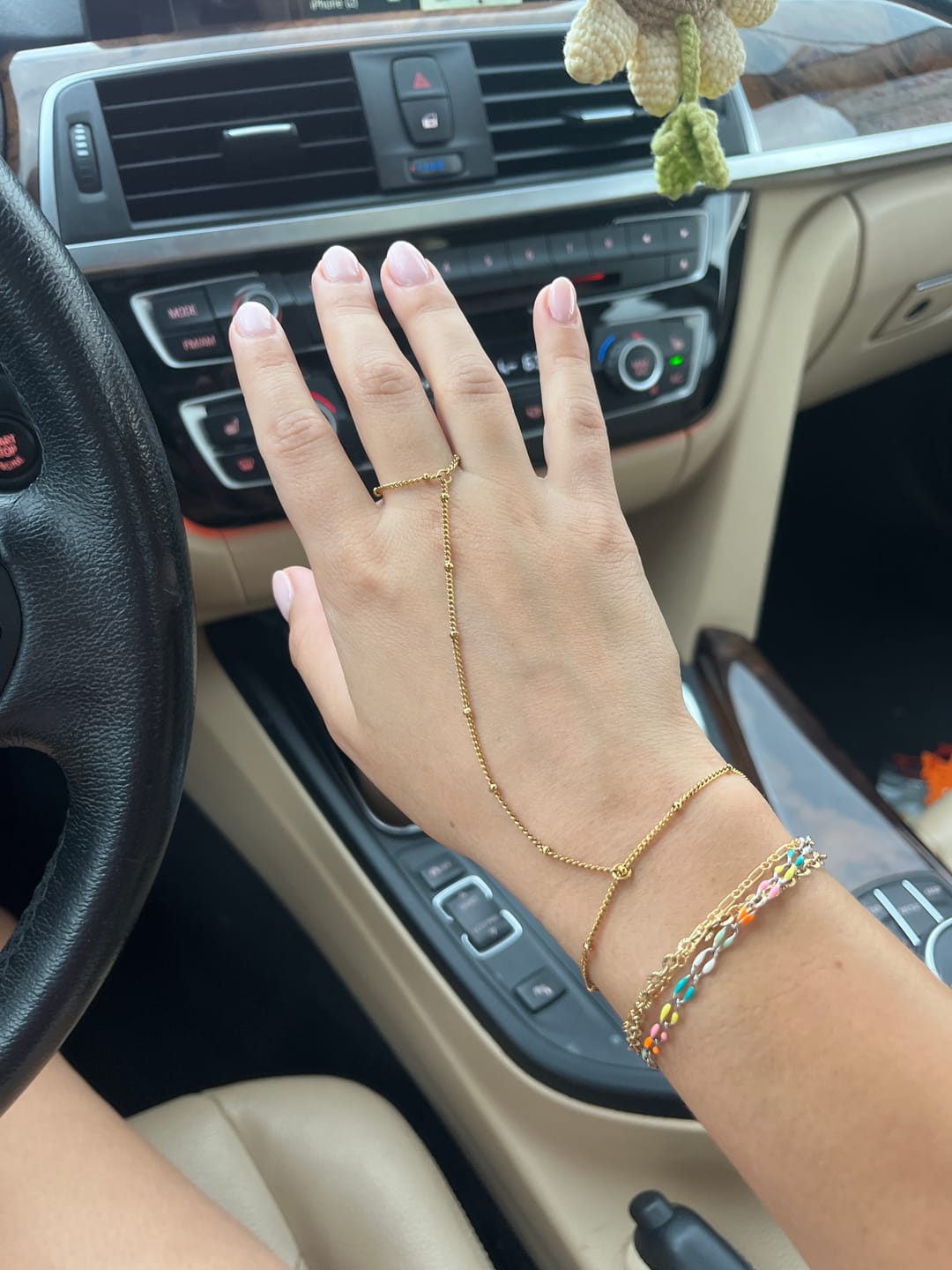 Customer photo review of 18K Gold Hand Chain Bracelet