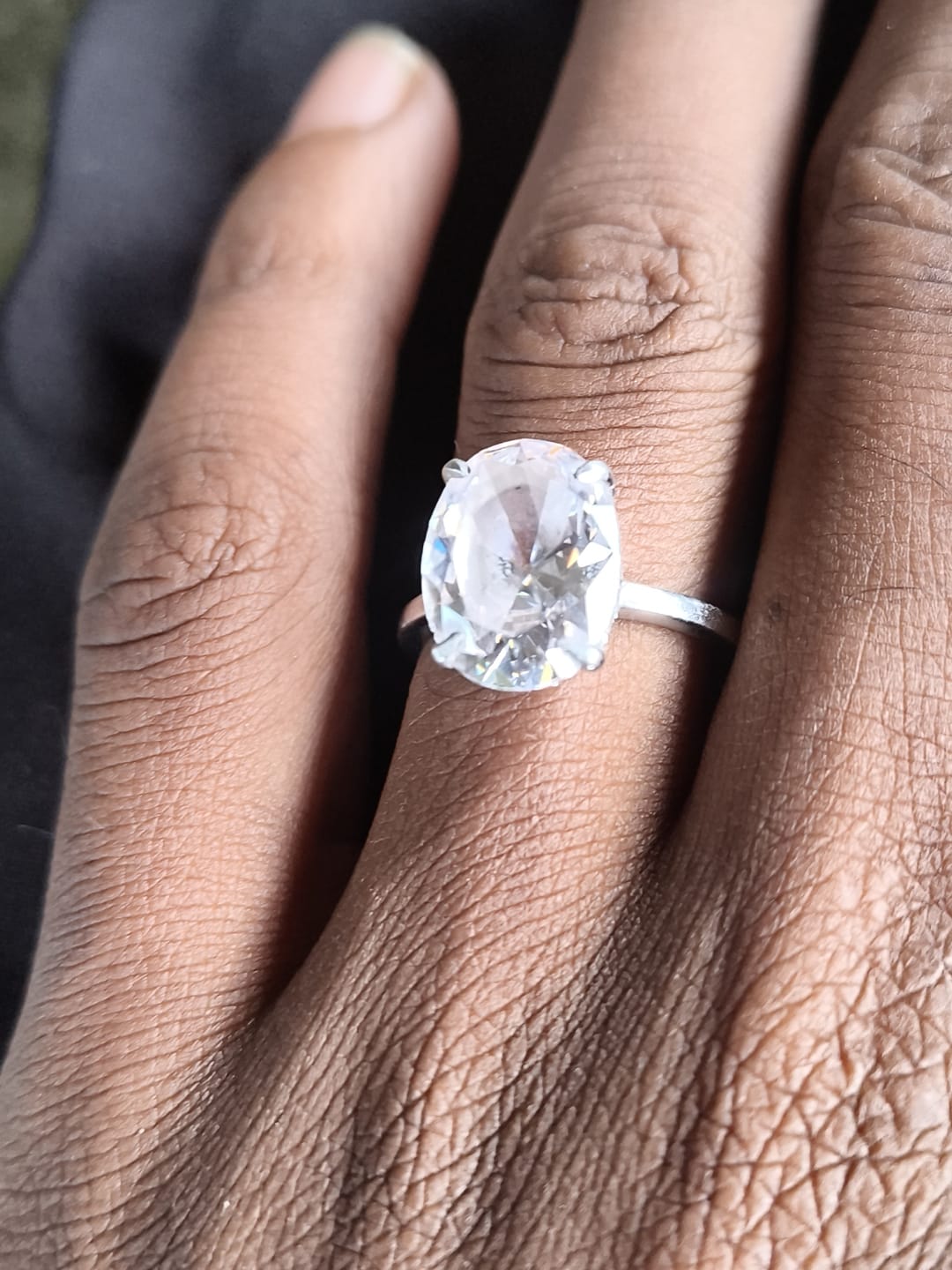 Customer photo review of 5Ct Hayley Oval Solitaire Silver Ring