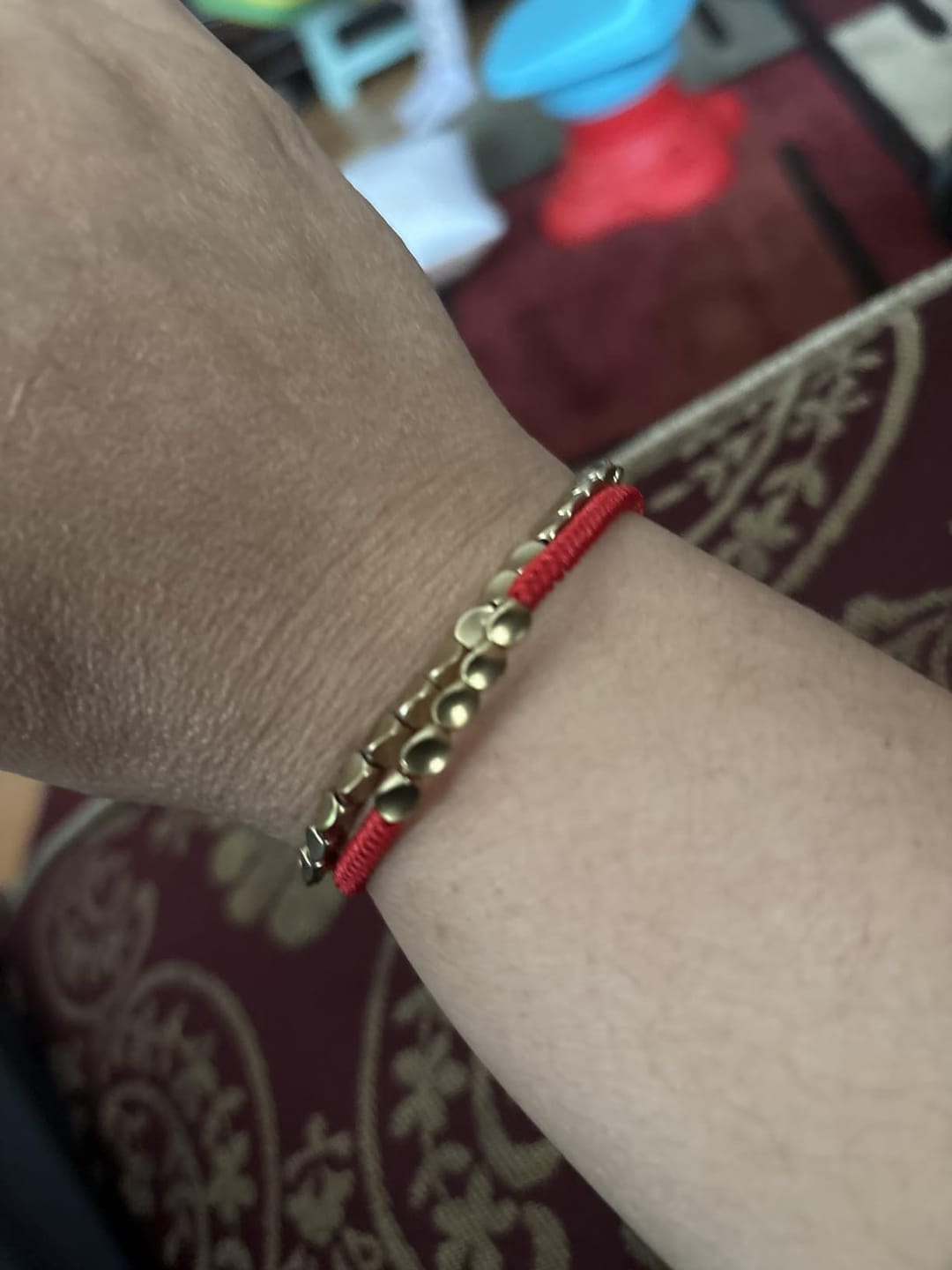 Customer photo review of FuAttract Wealth Attraction – Tibetan Copper Beads Multicolor String Bracelet