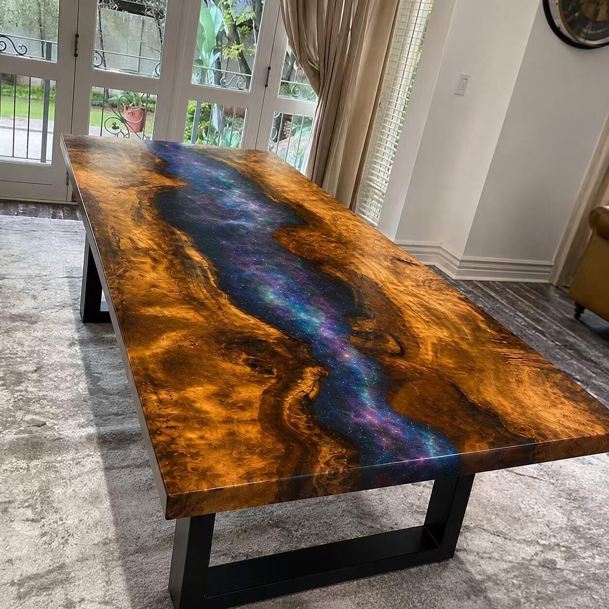 Customer photo review of Black Walnut with Black Epoxy Resin Dining Table 31.5"W x 70.9"L Thickness 2.0"