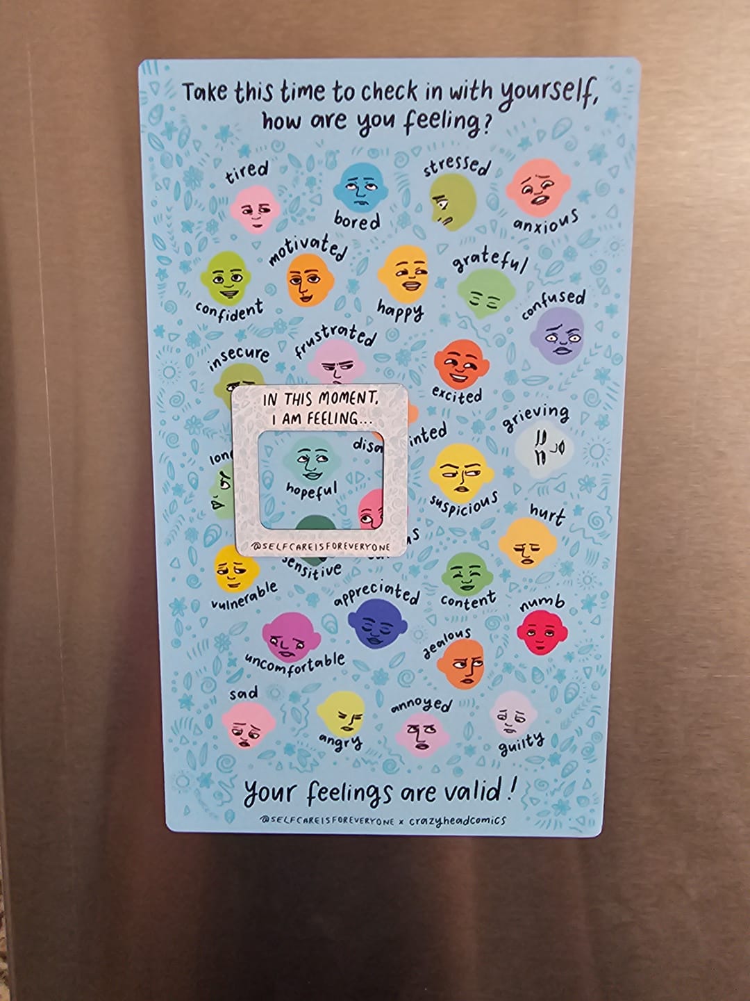 Customer photo review of Feelings Check-In Magnet — FOR FREE! You just pay shipping 📬