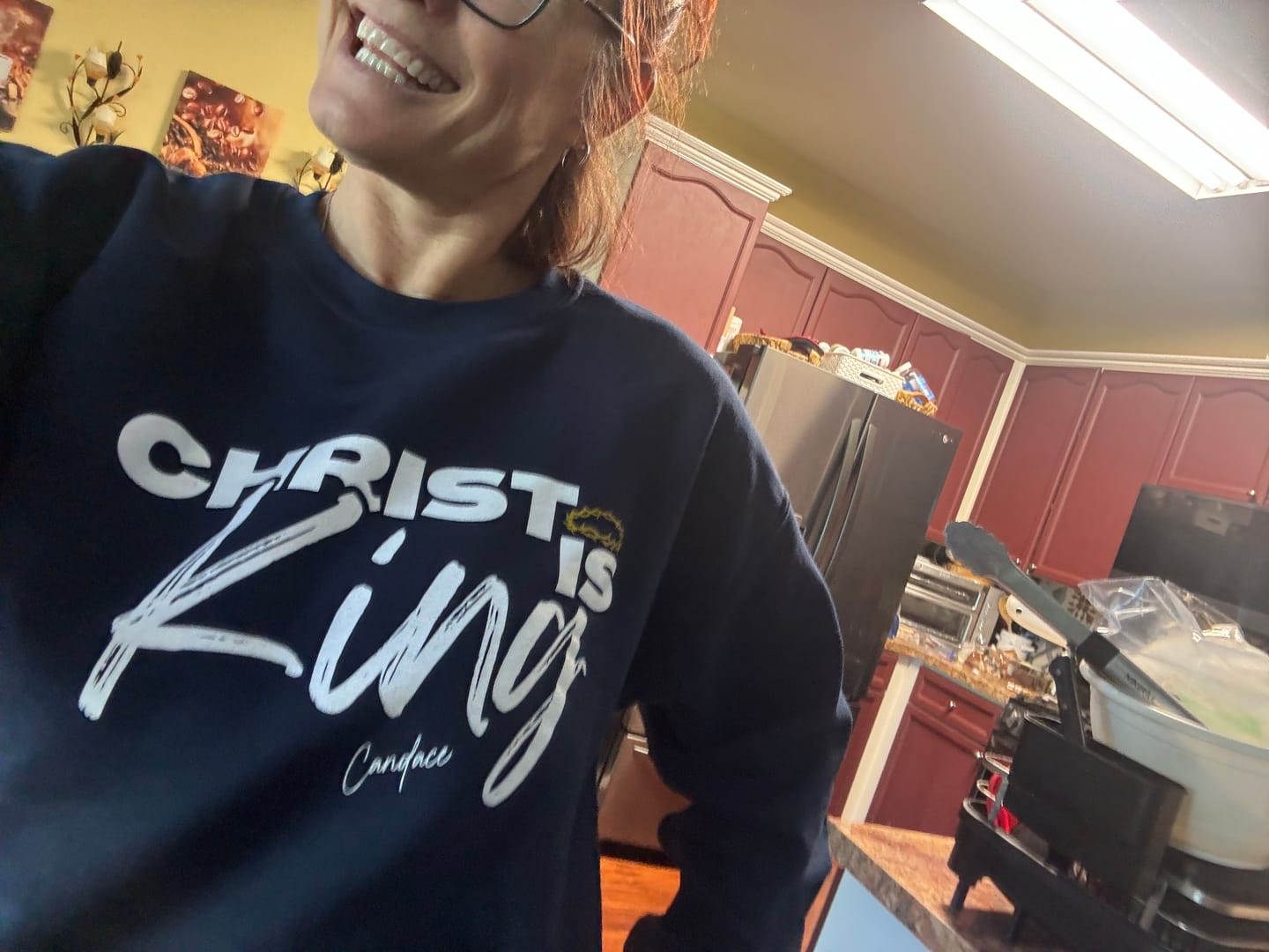 Customer photo review of Christ Is King Sweatshirt