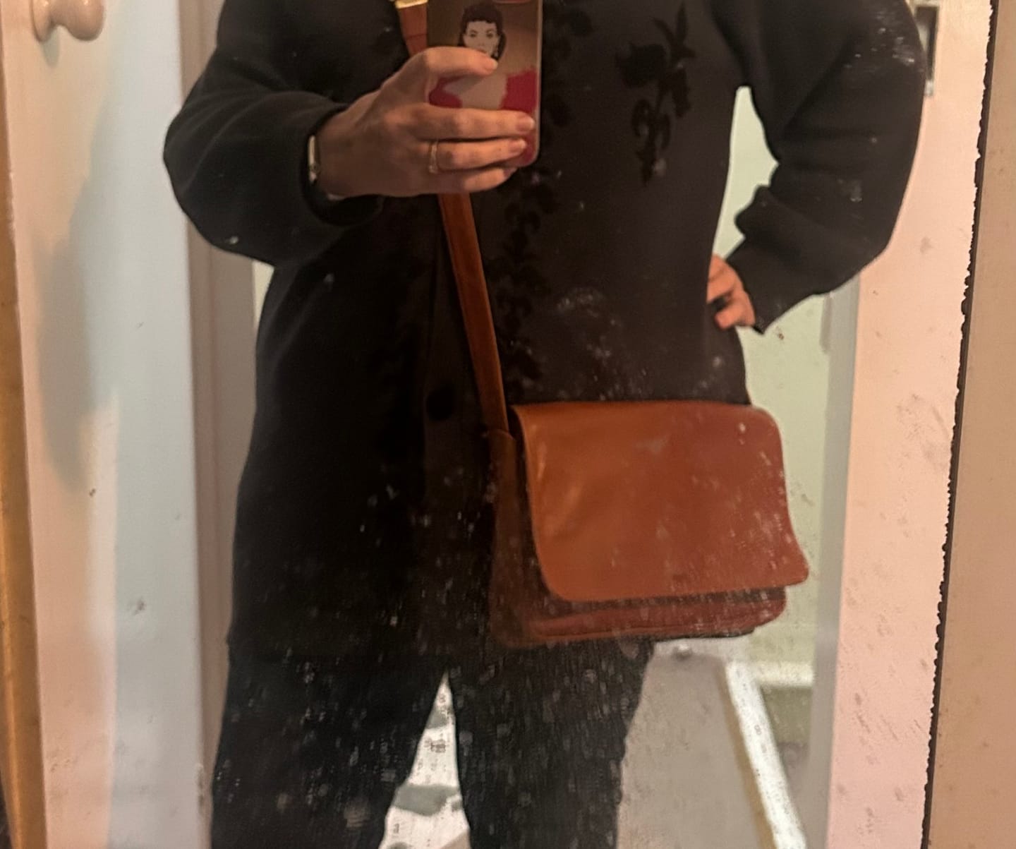 Customer photo review of Stevens Vintage Chestnut Leather Utility Bag