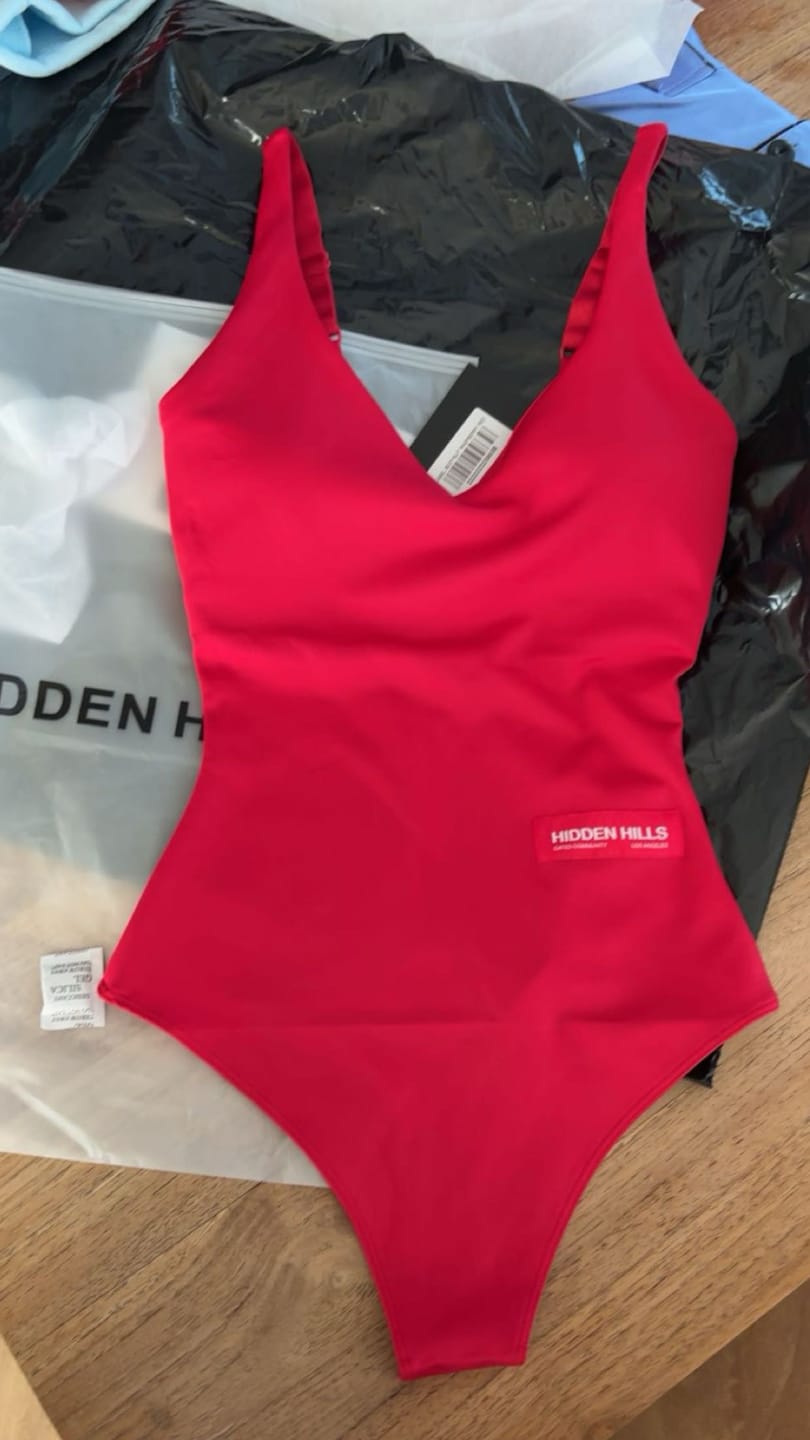 Customer photo review of LABEL BODYSUIT RASPBERRY RED