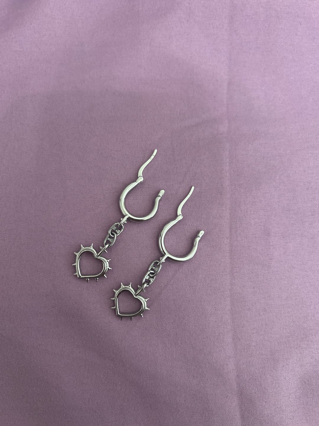 Customer photo review of SPIKE HEART EARRING