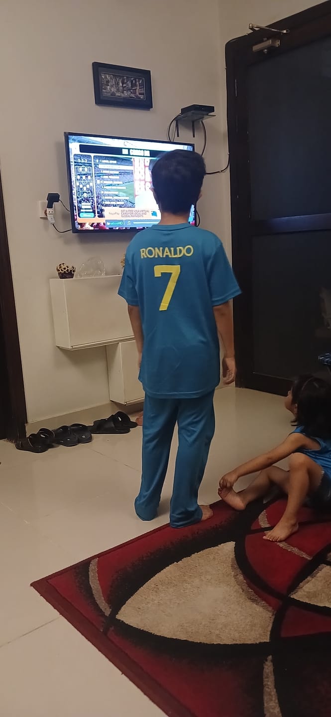 Customer photo review of Kids' Cristiano Ronaldo "SIUUU!" Football Co-ord Set