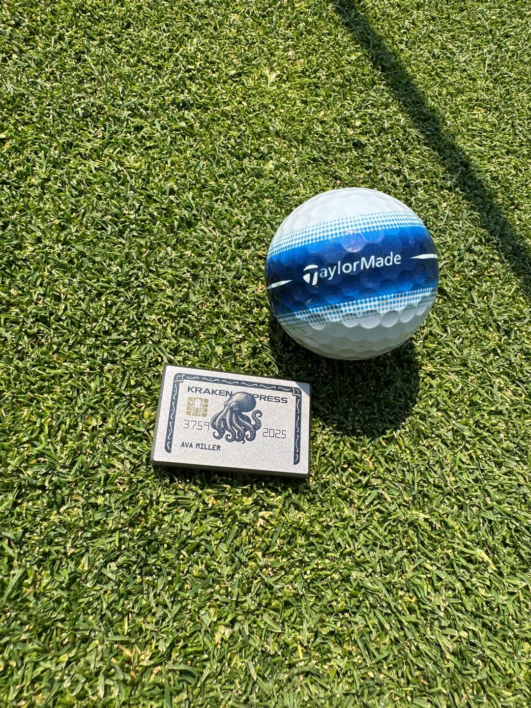 Customer photo review of The Silver Kraken Express Ball Marker | Kraken Titanium Golf Ball Marker