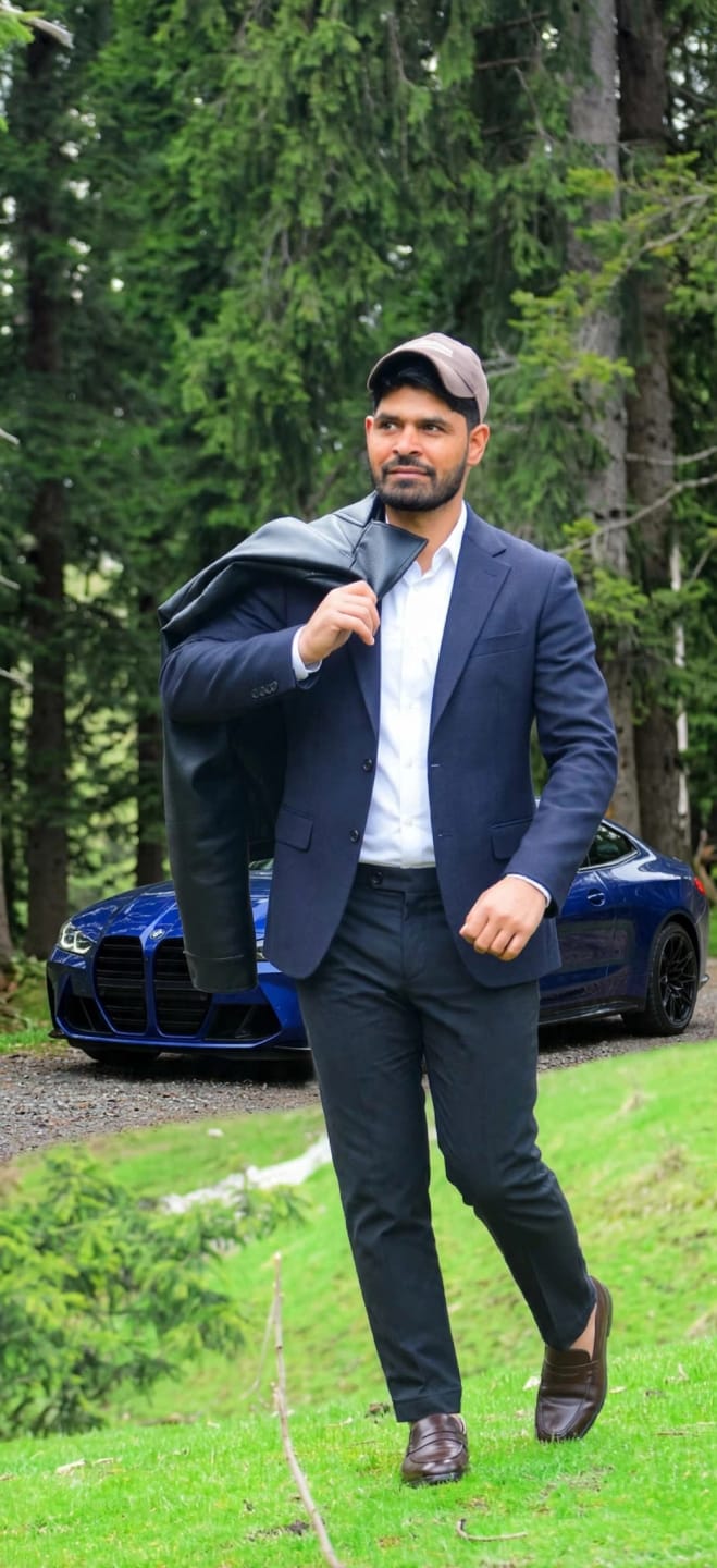 Customer photo review of Mid Blue Denim Polo Shirt