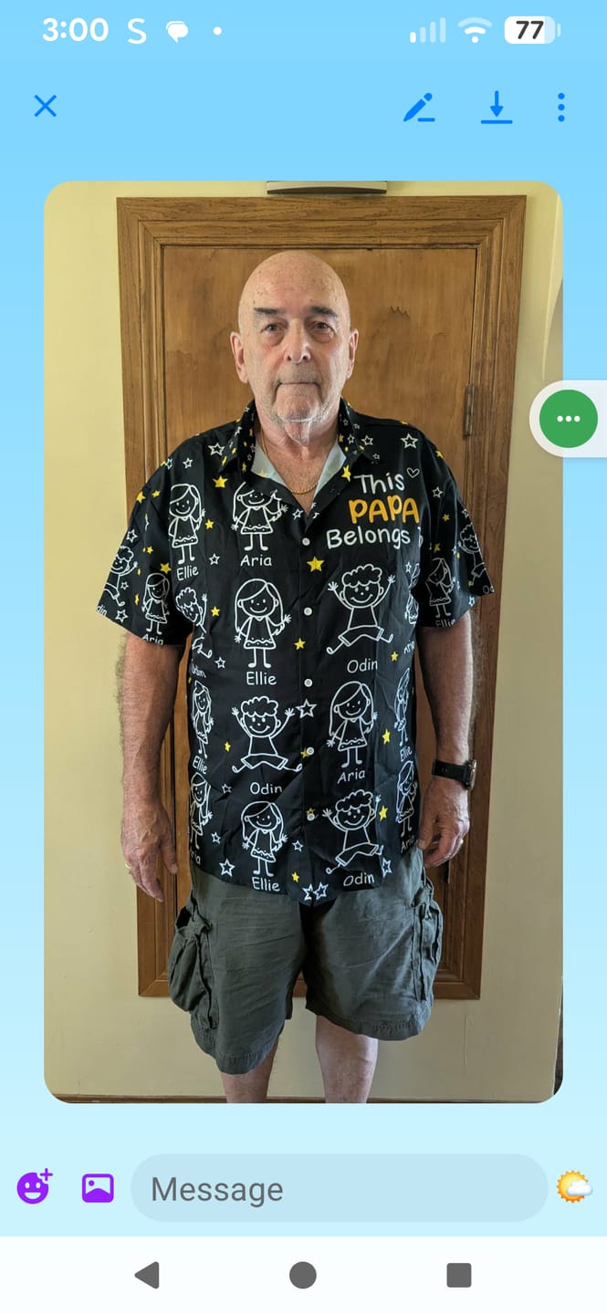 Customer photo review of Personalized Hawaiian Shirt- This Grandpa Belongs To Doodle